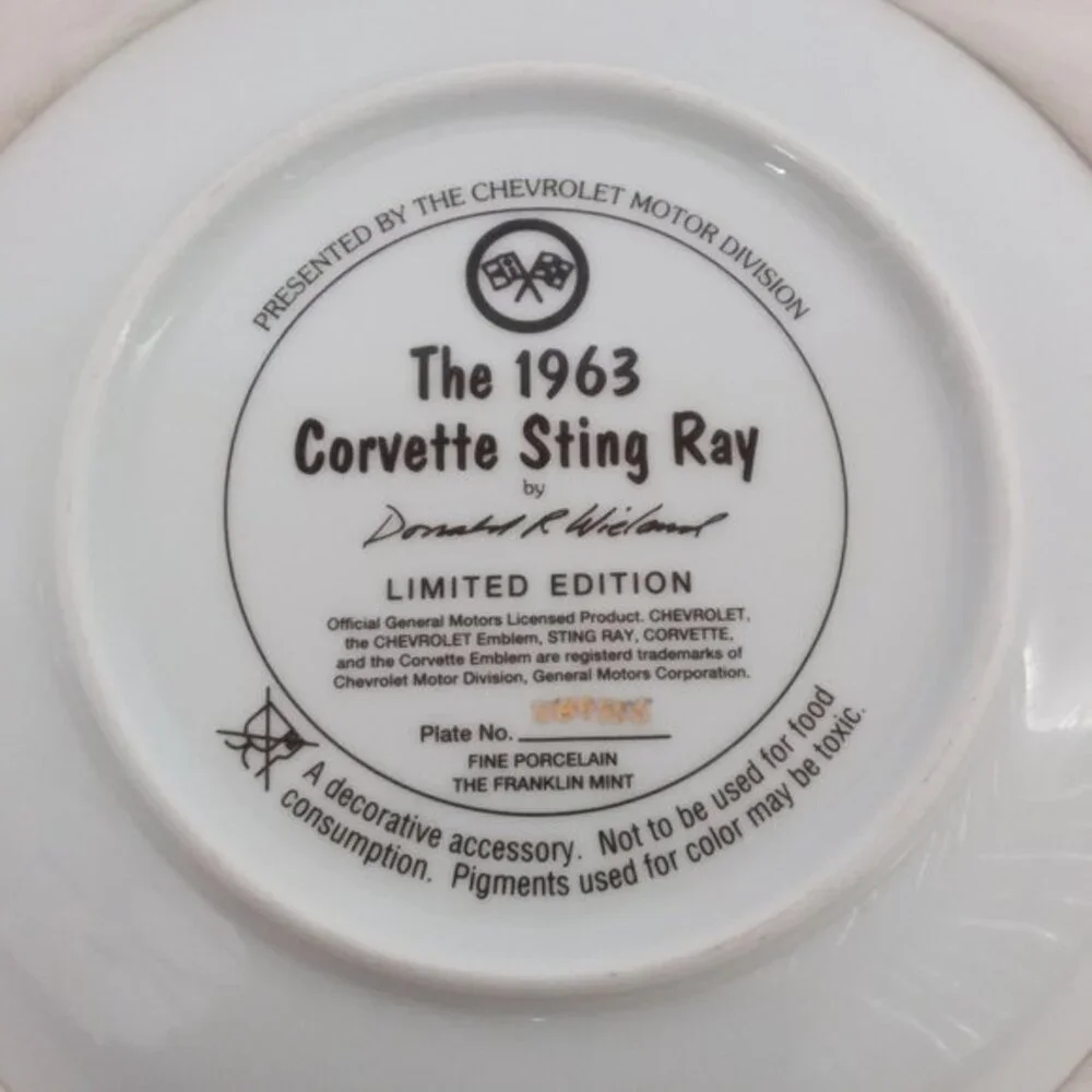 1963 Corvette Porcelain Plate by Donald R. Wieland